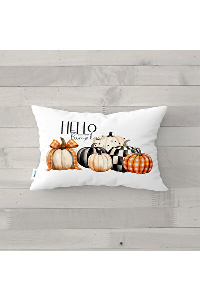 Evmila Pumpkin Pattern Autumn Velvet Rectangle Throw Pillow Case 35X55 cm Double Sided Printed Zippers
