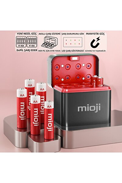Mioji BT12 AA ve AAA 1.5V Pil Şarj Cihazı Siyah