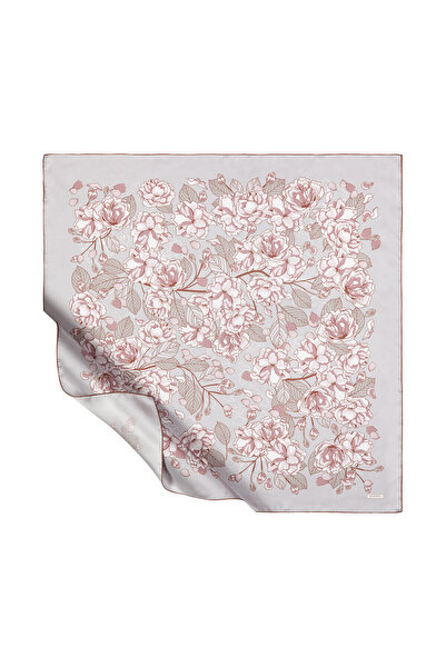 ipekevi Eșarfă din mătase Tivil cu model Sakura argintiu