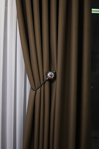 PERDEYERİ Linen Background Curtain 1/3 Layer Frequent Pleats Single Panel