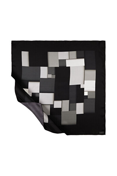 ipekevi Eșarfă neagră din mătase Tivil cu model Lego