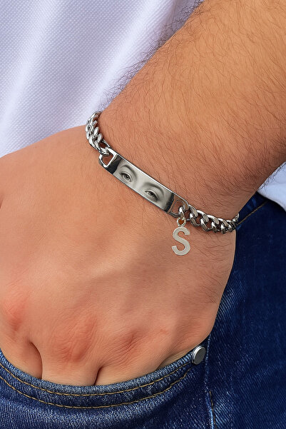 Takı Dükkanı Harfli Kişiye Özel Göz Resim Baskılı Paslanmaz Çelik Bileklik Se...