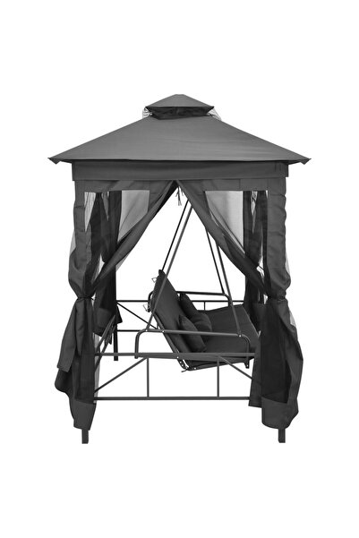 vidaxl Outdoor Convertible Swing Bench with Canopy Anthracite 220x160x240 cm Steel