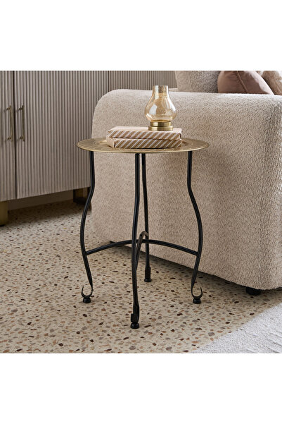 Home Box طاولة أوروم كومود زين المزخرفة باللون الذهبي 40×40×50 سم