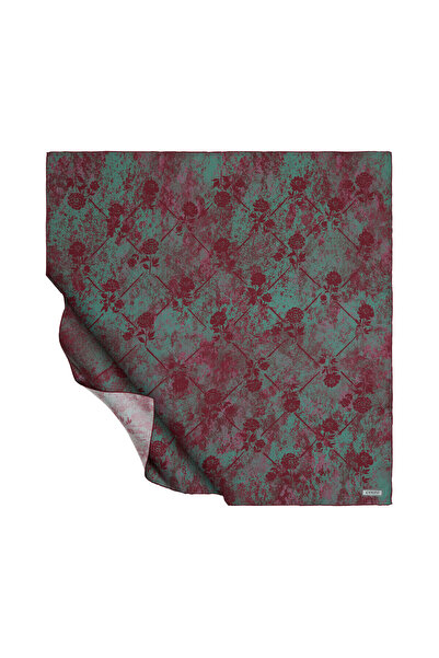 ipekevi Eșarfă de mătase Nostalgic Wall Tivil verde prune