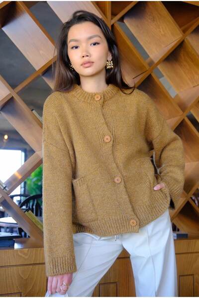 HEQA Alpaca Short Cardigan Mustard