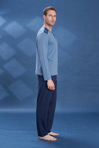 REMSA Чоловічий комплект піжами з довгими рукавами з трикотажу великого розміру 2104 Indigo