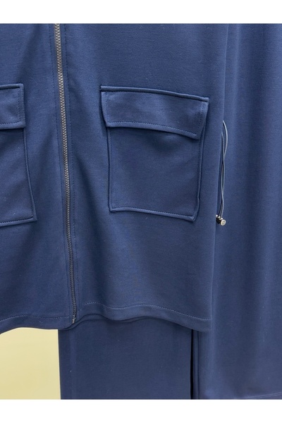 BENAHOLL Delelle Beli Tünelli Double Pocket Turtleneck Vest Set Set-Mf669 Navy Blue