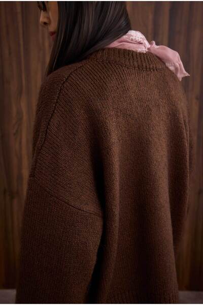 HEQA Alpaca Short Cardigan Brown