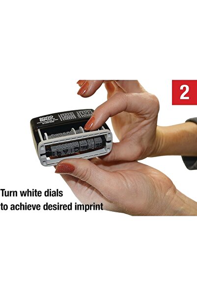 2000 PLUS 12-in-1 Self-Inking Date & Message Stamp, Black Ink (011090)