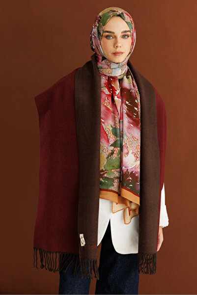 Mooncorn Double-Sided Wool Scarf Bitter Brown Burgundy