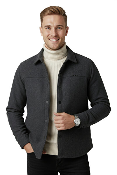 DeepSEA Ανδρικό μπουφάν Smoked ελαστικό ύφασμα Comfortable Fit χωρίς τσέπες – Μπουφάν με κουμπωτά κουμπιά, ελαστικό και κομψό μοντέλο 0760