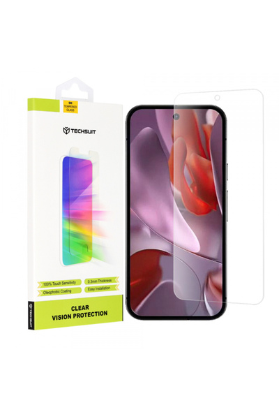 Google Techsuit Clear Vision Screen Protector for Pixel 9a, Tempered Glass, Full Glue