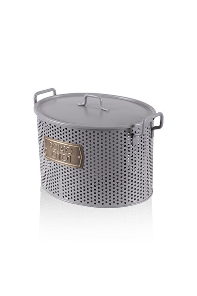 The Mia Potato Onion Container 2 Compartments Light Gray