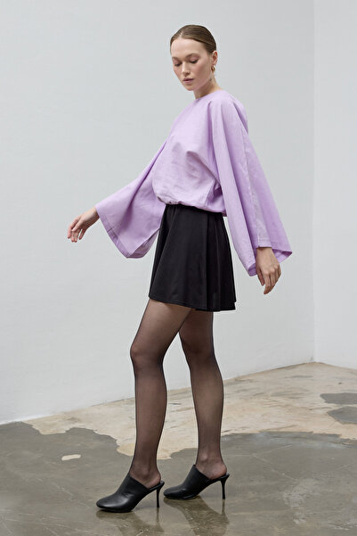 LADYA COLLECTION Bluză Lina din in, culoare liliac, cu mâneci liliac și croia...