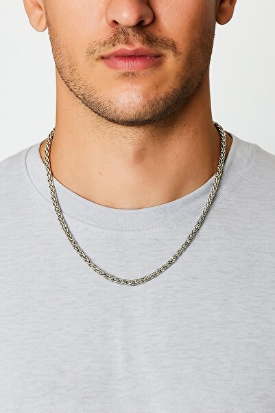 New Obsessions Men's Thick Twisted Steel Necklace 60 cm