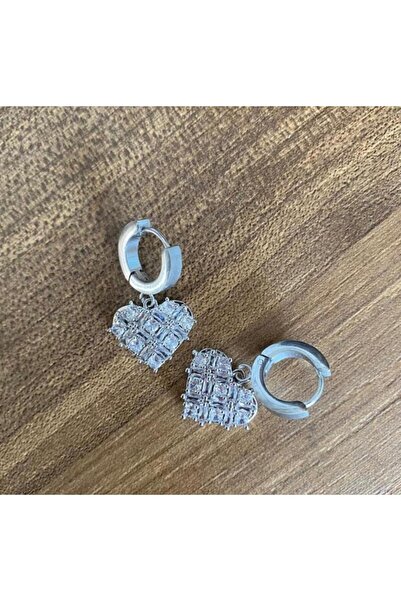 ZERVA QUEEN Heart Detail Stone Set Silver Steel Necklace