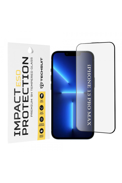 Apple Techsuit Screen Protector for iPhone 13 Pro Max, Tempered Glass, Full G...