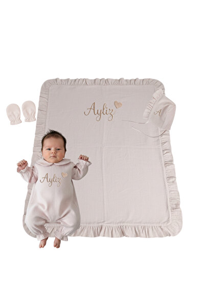 Mis Bebe Minik İnsanların Sarayı Muslin Fabric Powder Heart Patterned Set |  ...