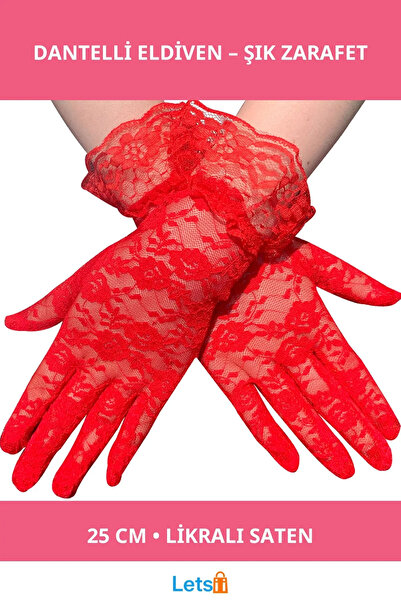 Letsii Red Lace Embroidered Adult Gloves Comfortable and Stylish