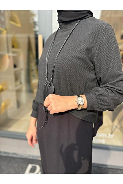 Almarwah Black 202927 Women's Dress with Accessory Detail Black