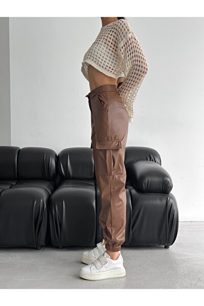 TheyYou Stretch Fabric Velvet Lined Leather Jogger Pants – Stretch Velvet Lined Faux Leather Jogger Pants