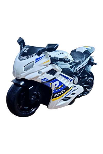 Brother Toys دراجة نارية لعبة عالية الجودة من إنتاج خاص من الخارج، لون أبيض، دراجة شرطة 14 سم. 1 قطعة