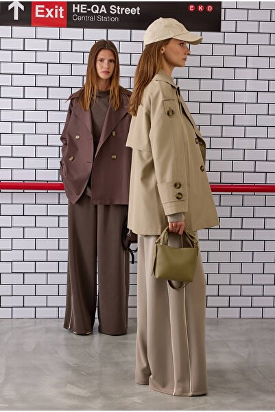 HEQA Contrast Piped Tracksuit Set Brown
