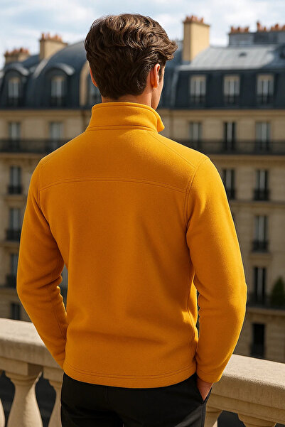 COMBİNE MİCHAİL Men's Zippered Casual Mustard 3-Piece Sweatshirt
