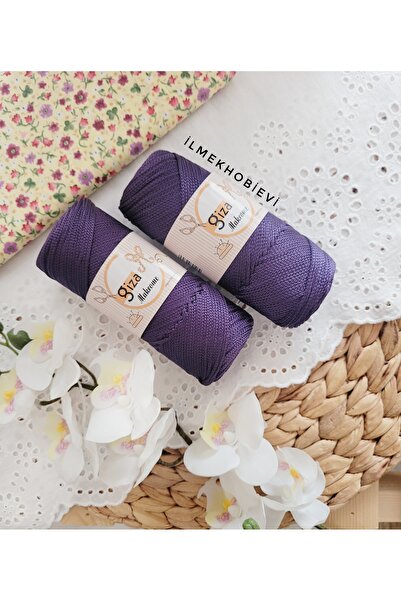 ilmekhobievi خيط مكرامية من البوليستر 2 مم 100 جرام لون أرجواني جيزا (قطعة وا...