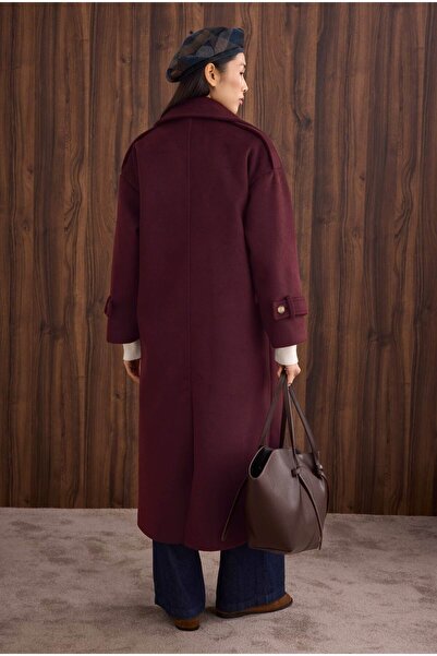 HEQA Windbreaker Long Coat Burgundy
