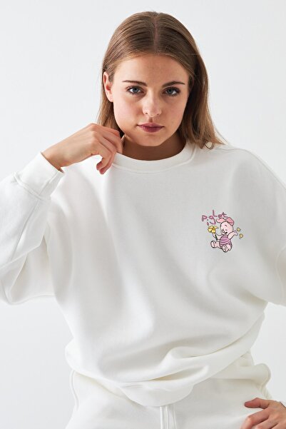 The Champ Clothing Γυναικείο φούτερ Oversize Piglet Bloom με στάμπα σε λευκό ...