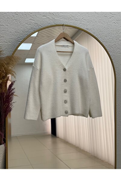 BENAHOLL Alaina 5 Daisy Buttoned Short Cardigan-Zi̇6260 White