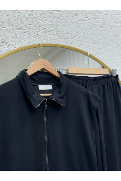 BENAHOLL Delelle Beli Tunnelled Double Pocket Turtleneck Vest Set Set-Mf669 Black