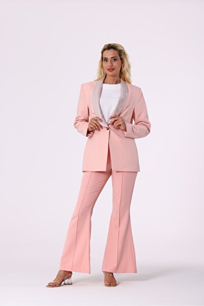 modahira Yakası Taşlı Ceket