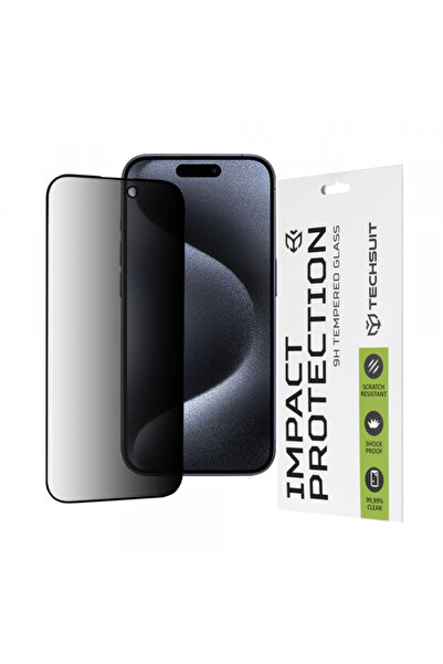Apple Techsuit Privacy Screen Protector for iPhone 15 Pro, Tempered Glass, Full Glue,