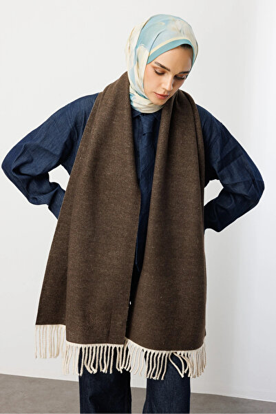 Mooncorn Double-Sided Wool Scarf Mink Latte