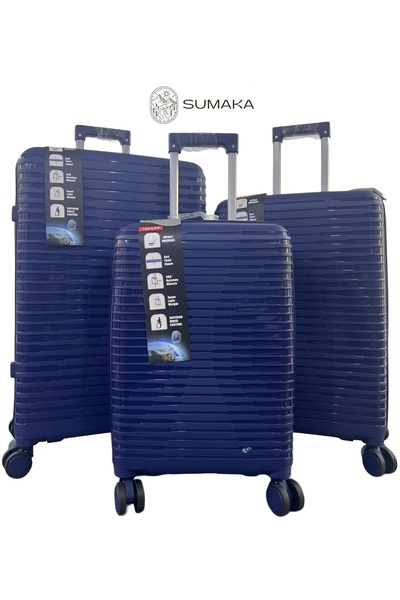SUMAKA Hard Shell Travel Luggage Set of 3pc - Lightweight and Durable Suitcase Trolley Bag, Silicon