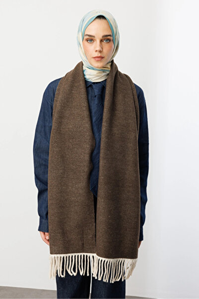 Mooncorn Double-Sided Wool Scarf Mink Latte