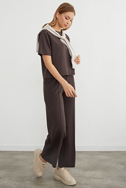 Fulla Moda Φούτερ από μοντέλο με κορδόνι στη μέση και χρώματα της γρασίδι στο μπροστινό μέρος