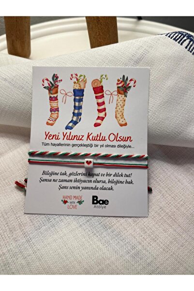 BAE ATOLYE New Year's Lucky Bracelet with Heart and Martenitsa Card Gift