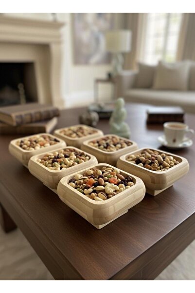 Kitchen Life 6-Piece Natural Bamboo Footed Bowl Snack Bowl, Sauce Bowl, and Appetizer Serving Container