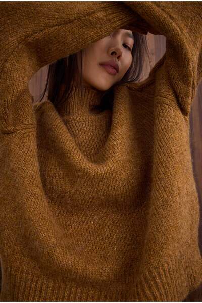 HEQA Pulover de alpaca muștar