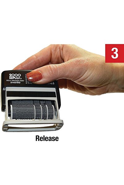 2000 PLUS 12-in-1 Self-Inking Date & Message Stamp, Black Ink (011090)