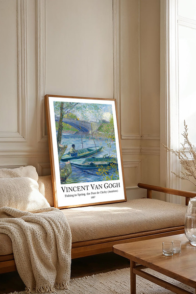 Dekorsiahome Pictură dintr-o singură bucată cu rame din lemn pentru sufragerie, salon, bucătărie, picturi Van Gogh, TK2266