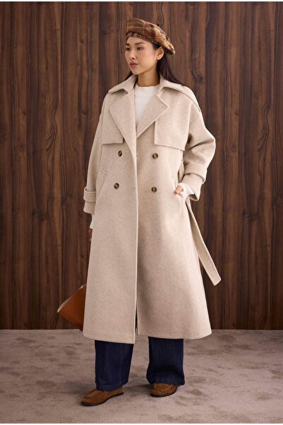 HEQA Windbreaker Long Coat Beige