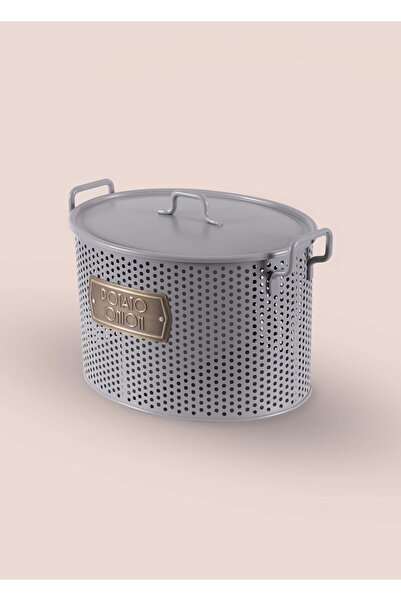 The Mia Potato Onion Container 2 Compartments Light Gray