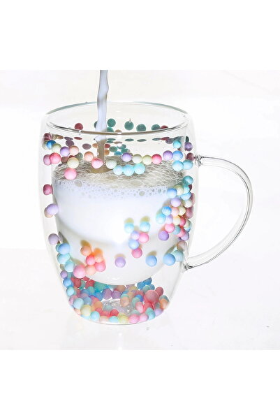 Next Trend Borosilicate Glass Mug 350 ml with Colored Beads – Double-Walled