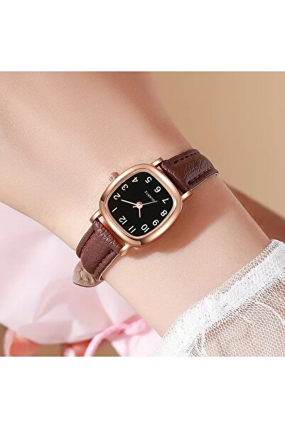 Feronnucci Women's Leather Band Rose Gold Classic Quartz Wrist Watch 644