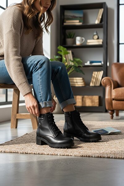 VeliKundura Cizme de damă MODESA din piele naturală, cu fermoar și șireturi, ...